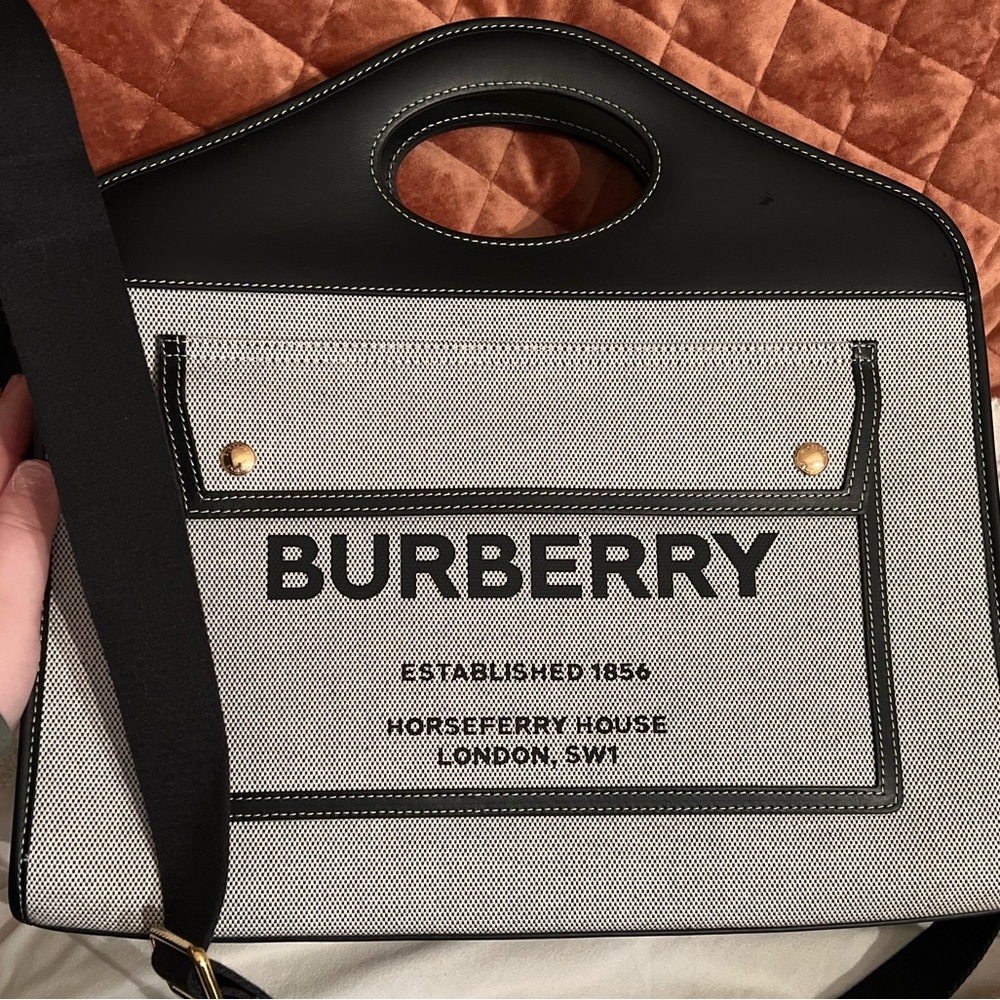 Burberry top handle tote and wallet set like new